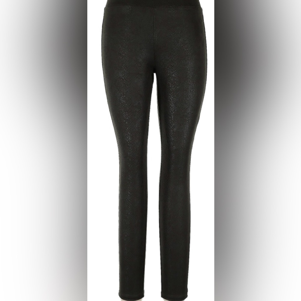 HUE black snakeskin microsuede leggings size Medium